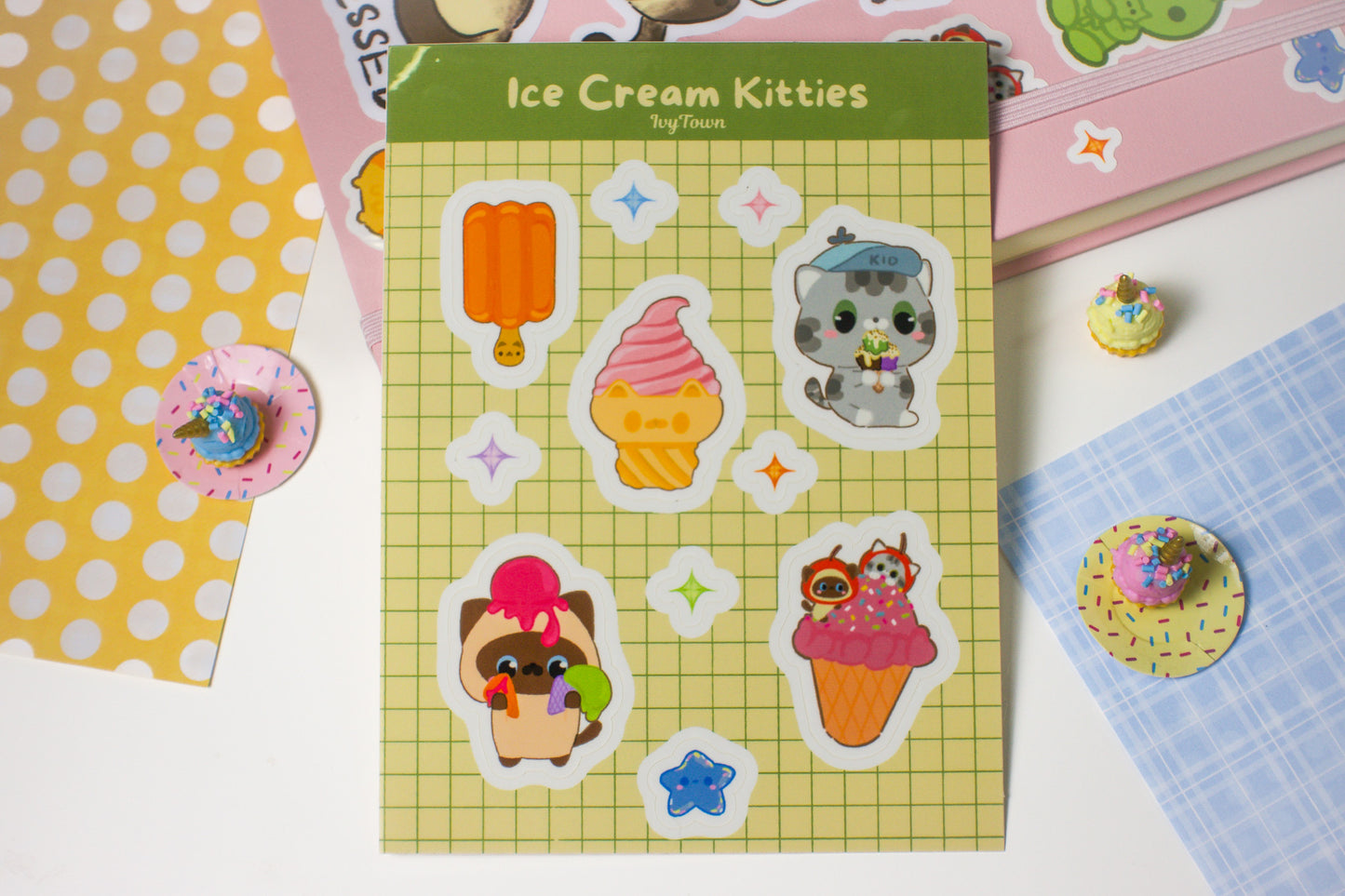 Ice-cream Kitties Sticker Sheet