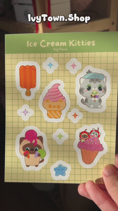 Ice-cream Kitties Sticker Sheet